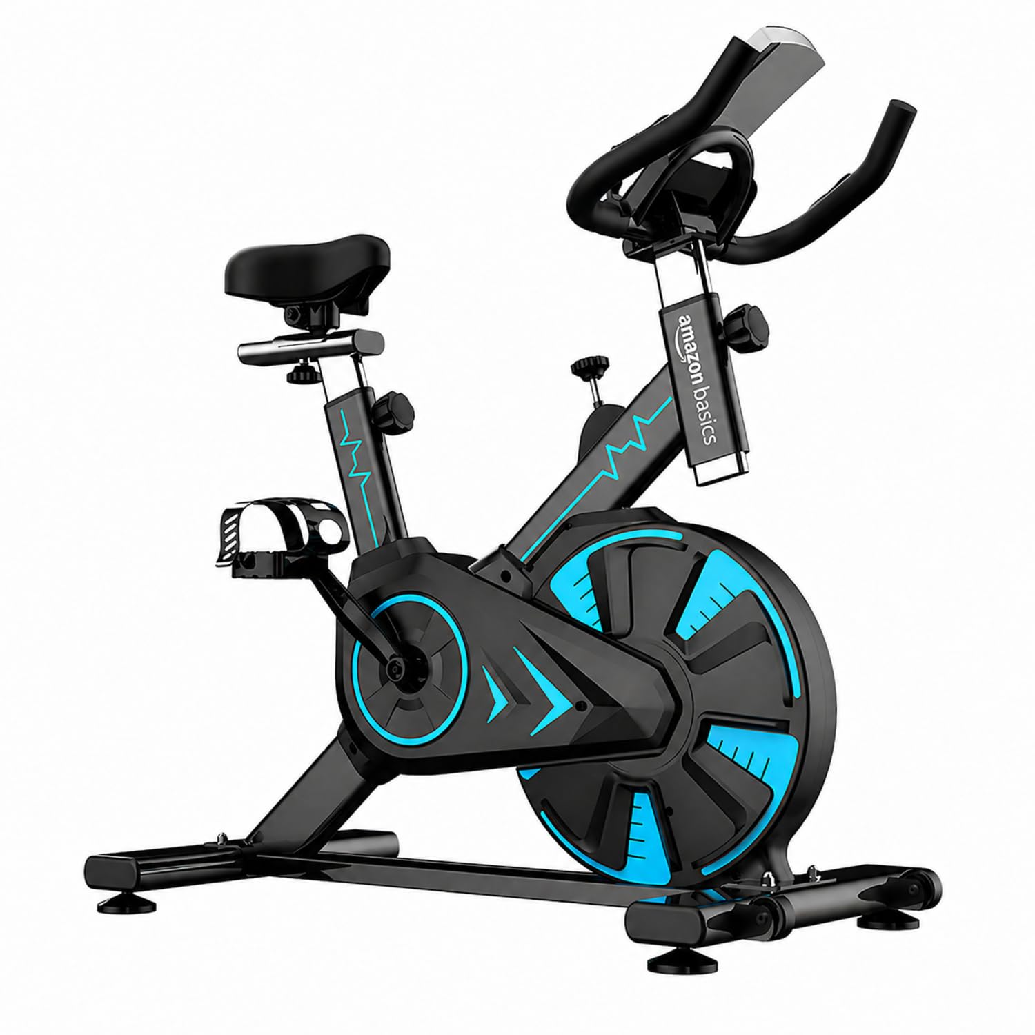 Amazon Basics Spin Exercise Bike for Home & Gym, 6KG Flywheel | 120KG Load Capacity | Adjustable Resistance, Silent Belt Drive, Comfortable Seat Cushion | Alloy Steel | for Cardio, Cross-Training | Black-image-46