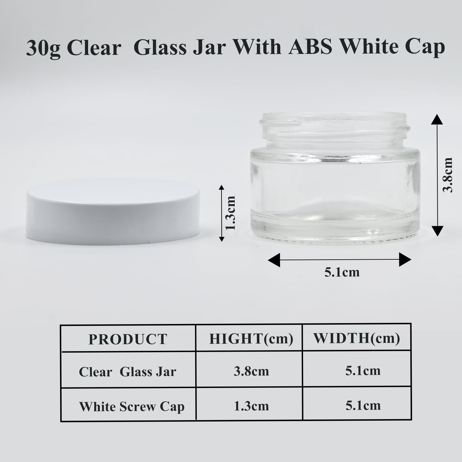 Happy Packaging 30 Ml Clear Round Empty Glass Cosmetic Cream Container | Jars With White Cap And White Inner Lids For Creams| Balms | Face Scrub | Body Cream Etc (3) - Image 3 thumbnail