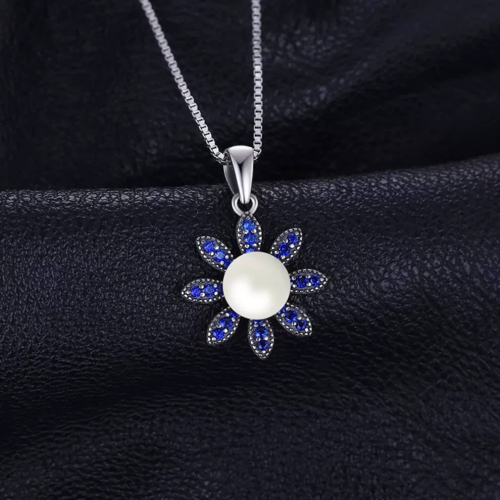 Pendentif perle de culture spinelle bleue fleur pour votre style - 4