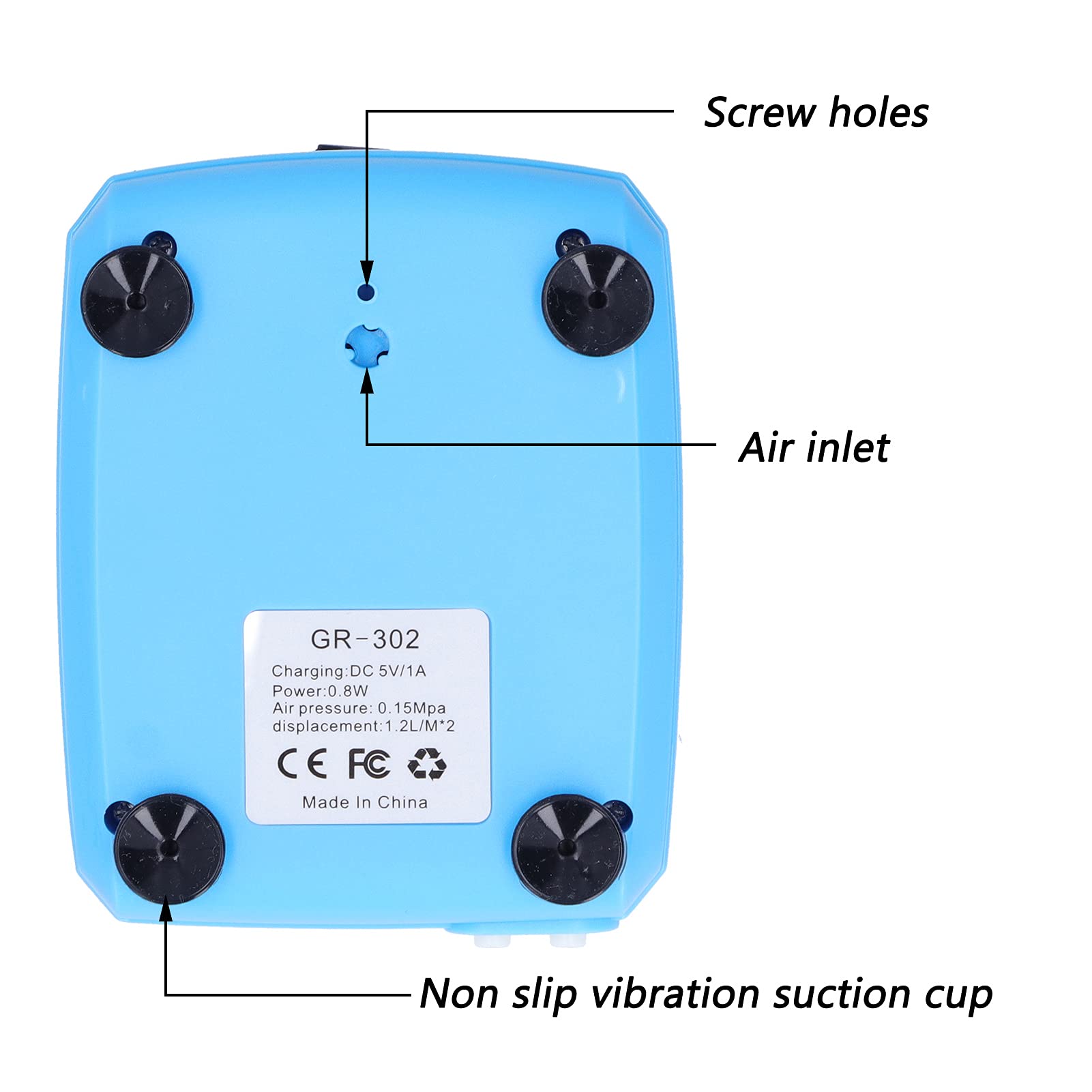 FTVOGUE Solarbetriebener Sauerstoffgenerator aus Messing und Kunststoff, Teichbelüfterpumpe, 3,7 V, 4000 MAh, 15 Stunden Laufzeit, 2 Modi, USB und Solaraufladung, für Aquarien, Teiche, Angeln Im