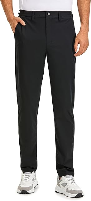 CRZ YOGA Men's All-Day Comfort Golf Trousers - 32''/34'' Quick Dry Lightweight Work Casual Pants with Pockets