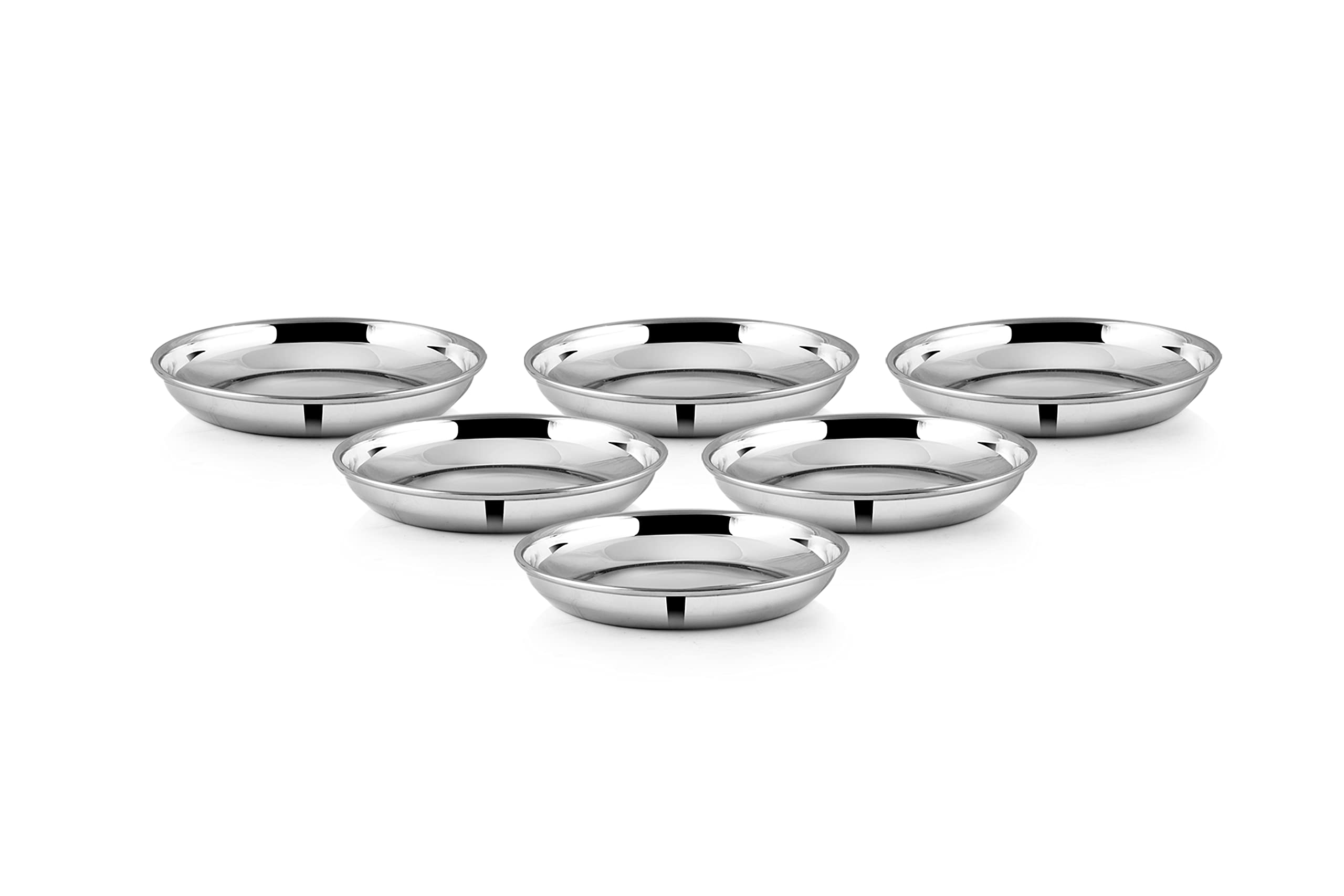 Koko Stainless Steel 11.5cm, Dessert Plates, Set of 6 Pieces, Elegant Finish, High Durable, Stylish & Dishwasher Safe