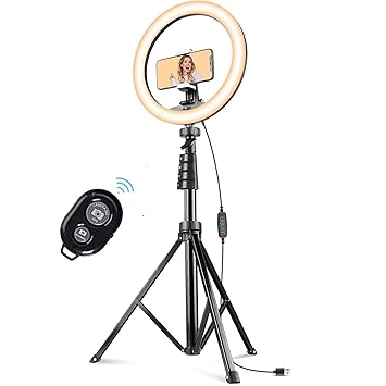 PKST LED 12? Ring-Light for Selfie Beauty-Parlor Video-Studio Shooting Rotate 360  degree 7 Feet Long Phone Holder Tripod Stand (12? Ring-Light +Remote)
