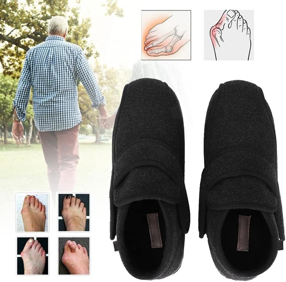 Diabetic Slippers for Men Extra Wide Adjustable Comfy Edema Swollen Feet Indoor Outdoor House Shoes, Adjustable Memory Foam Flat Shoes