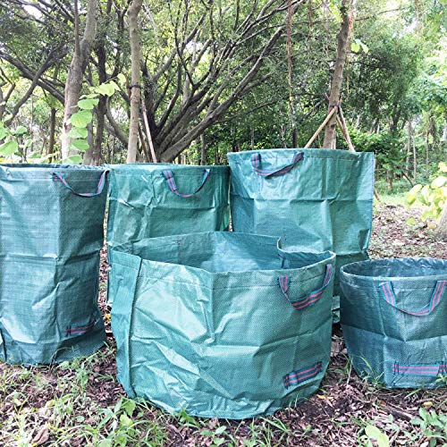 Professional 3-Pack 106 Gallons Lawn Garden Bags (D31, H31 inches) Reusable Yard Leaf Waste Bags with Coated Gardening Gloves - Storage Bag,Patio Bag,Laundry Container,Trash Can with 4 Handles