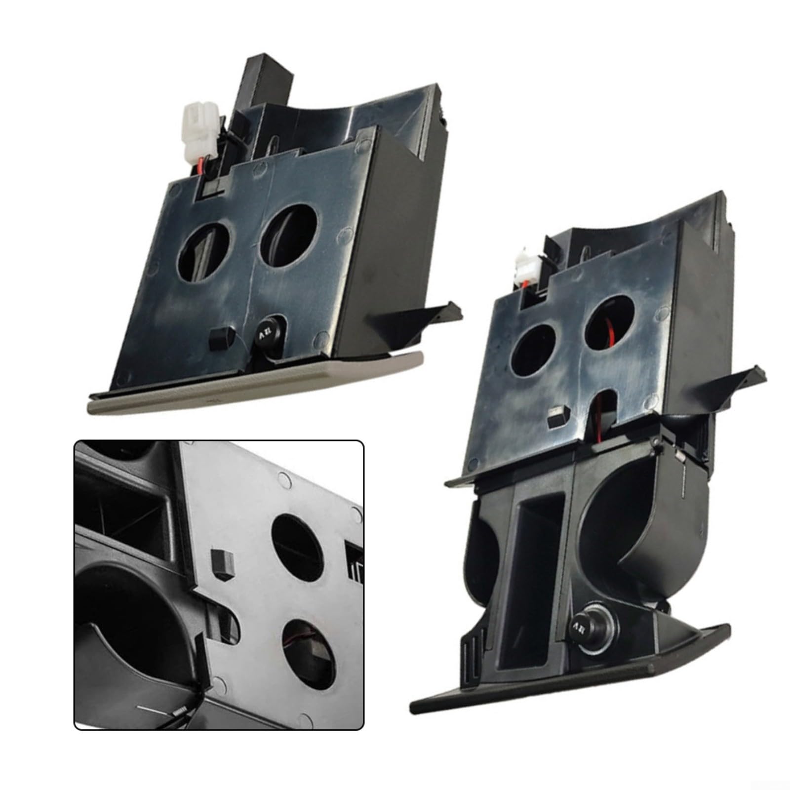 HpLive Portabevande consolle centrale in robusto ABS e metallo, adatto per Transporter T5 e per Multivan 2009-2015, guida a destra, nero/grigio, OEM 7H285860130T (grigio)