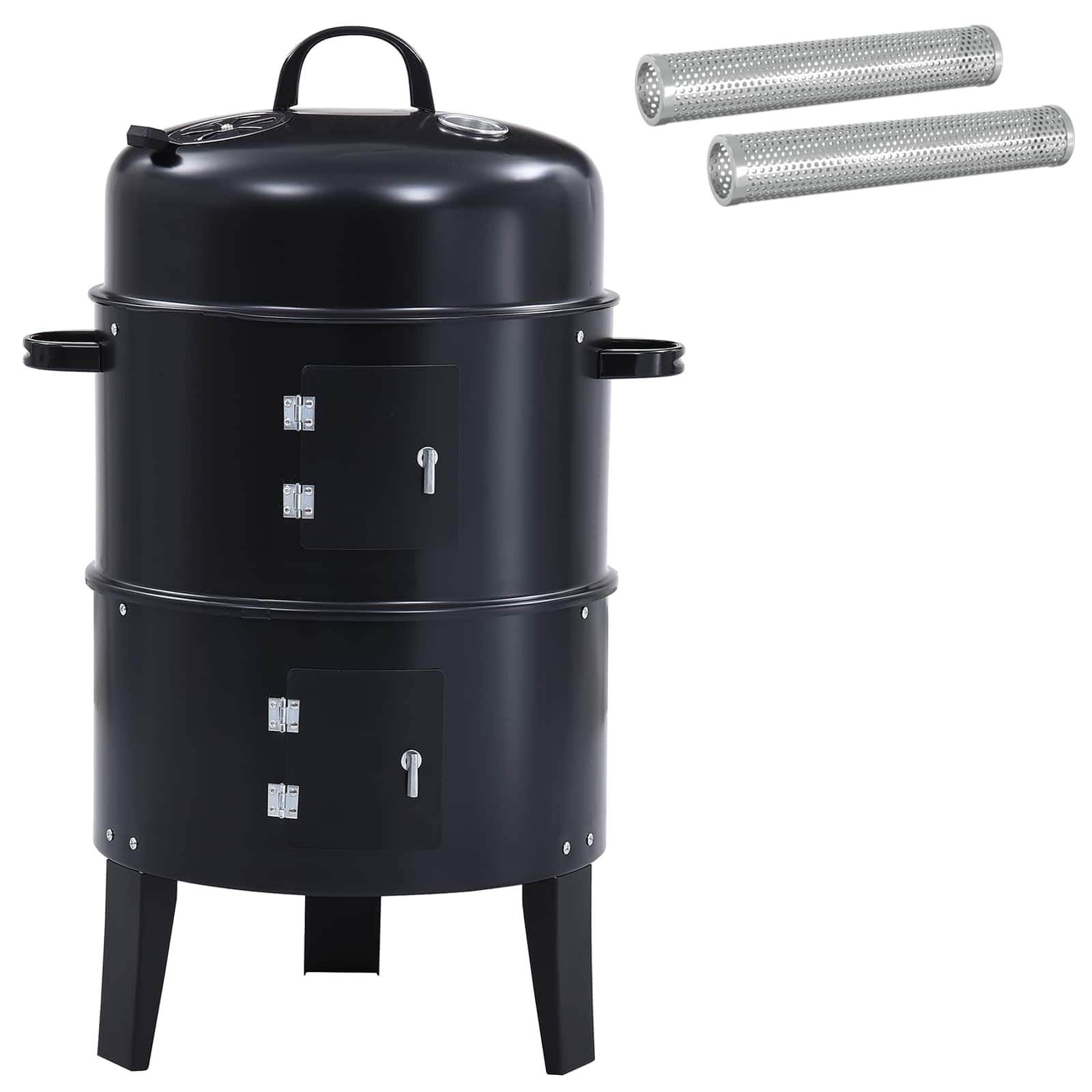Barbecue per esterni, Ø 40 x 80 cm, in acciaio, nero | Design compatto, cuscino ergonomico, porte USB, versatile