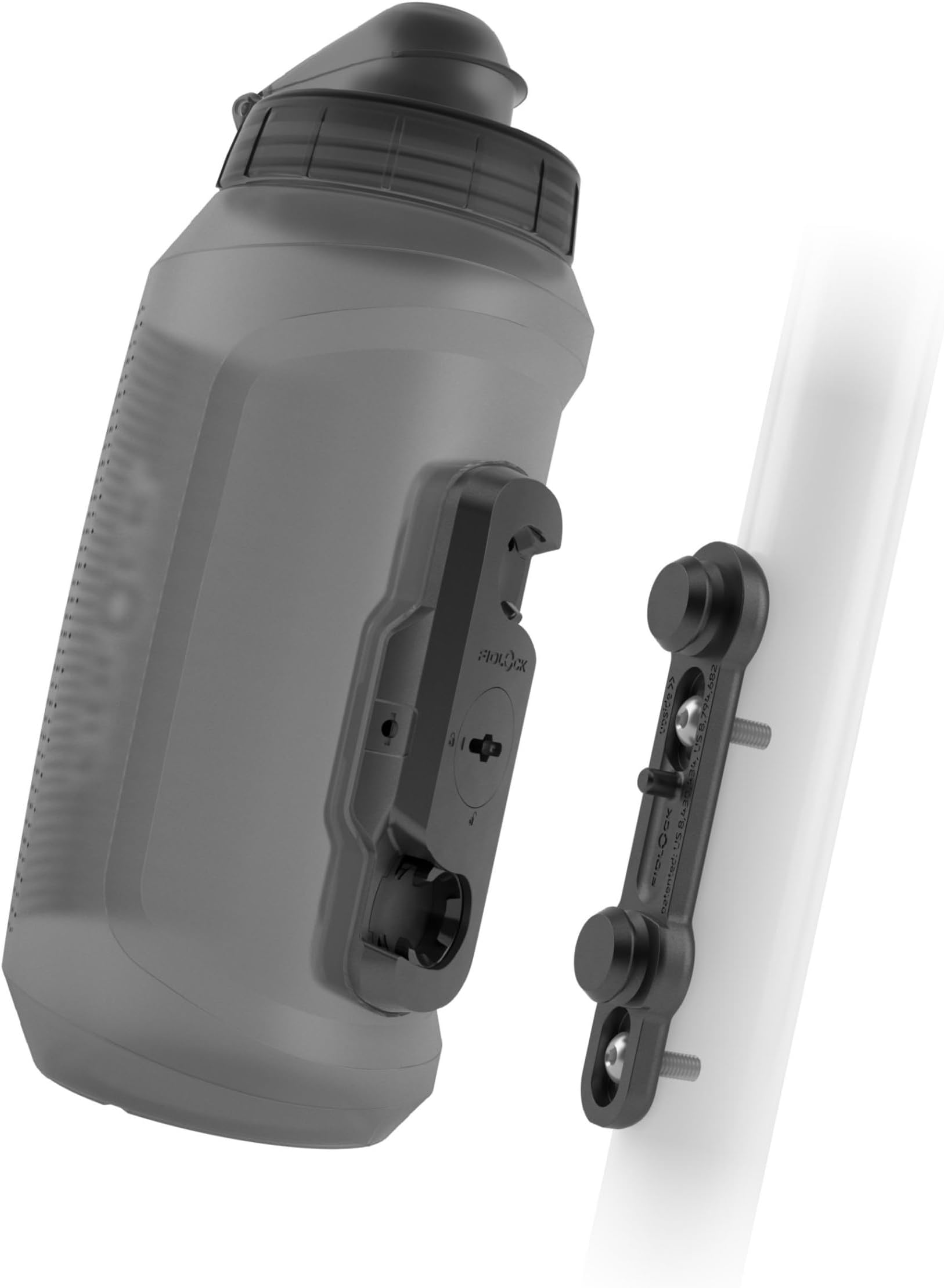 Twist Bottle 750 Compact + Bike Base - 750 ml Bicycle Water Bottle with Magnetic Mechanical Bottle Holder System, Includes Holder, BPA Free & Dishwasher Safe, Colour Smoke