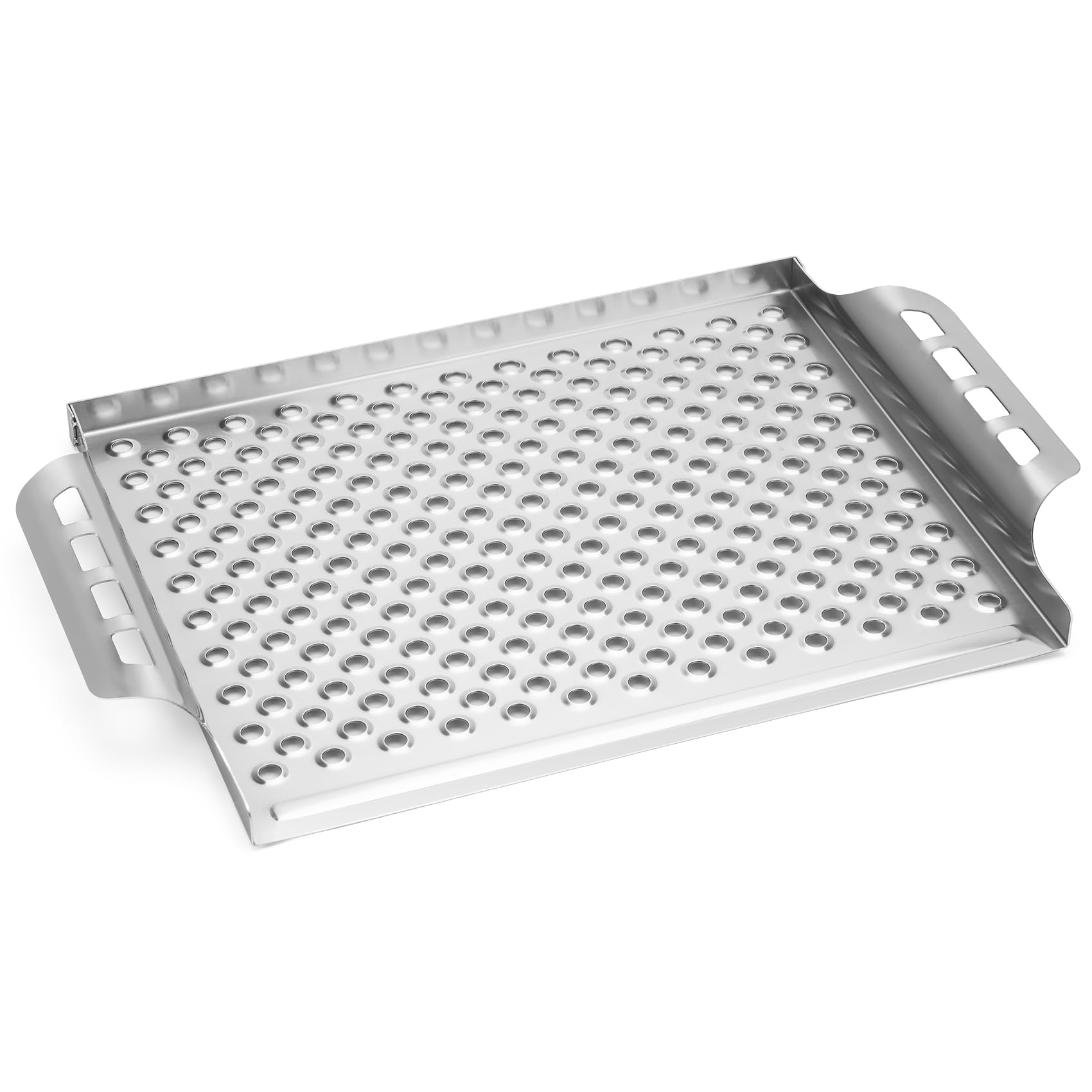 onlyfire Bandeja para Parrilla de Agujero Redondo de Acero Inoxidable,para barbacoas de carbón， Gas y Otras barbacoas, 44 x 30 x 3,8 cm (Largo x Ancho x Alto)