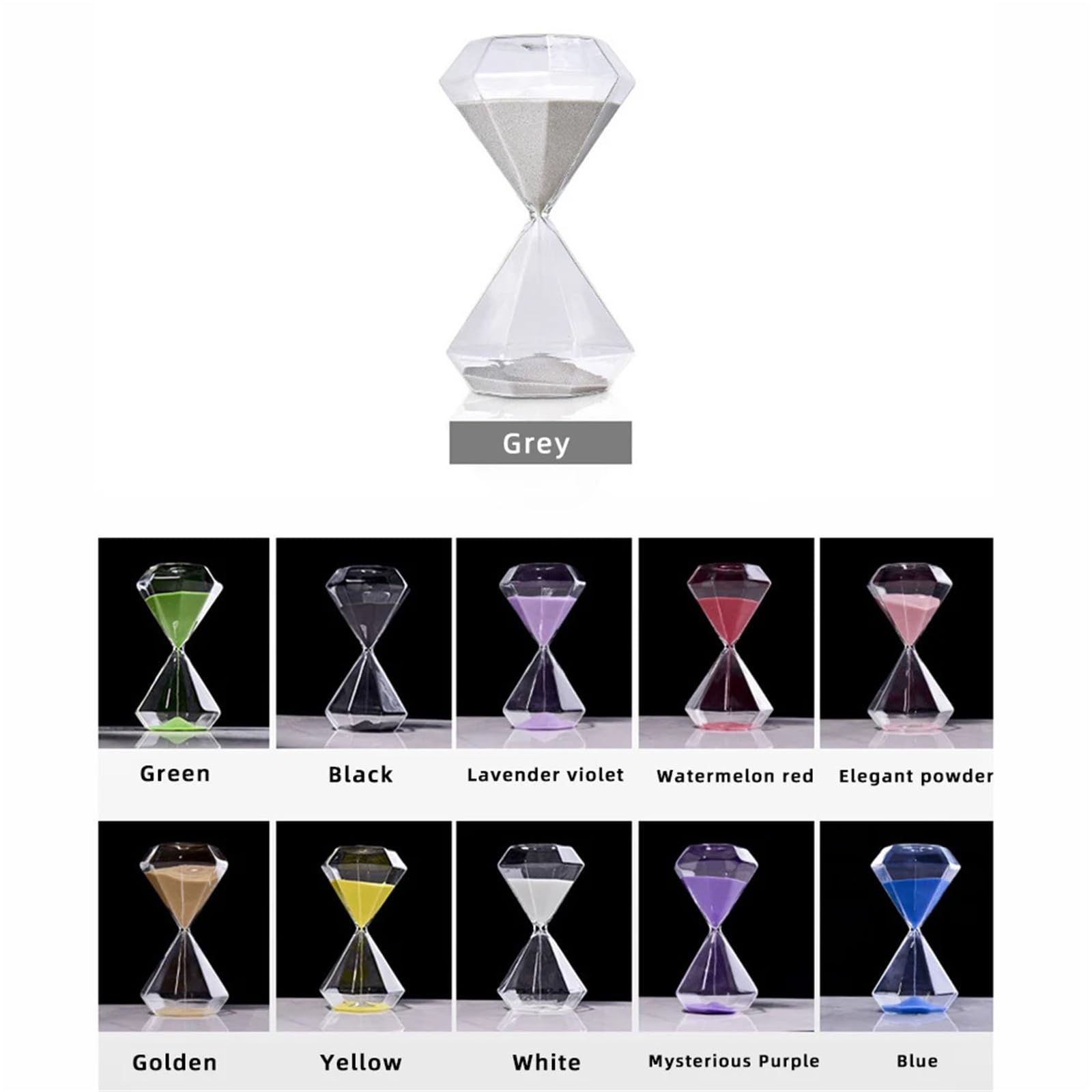 Reloj de Arena con Temporizador (2 Unidades) de Cristal Transparente, diseño Creativo de Diamante, Temporizador de Cuenta Regresiva para el hogar.