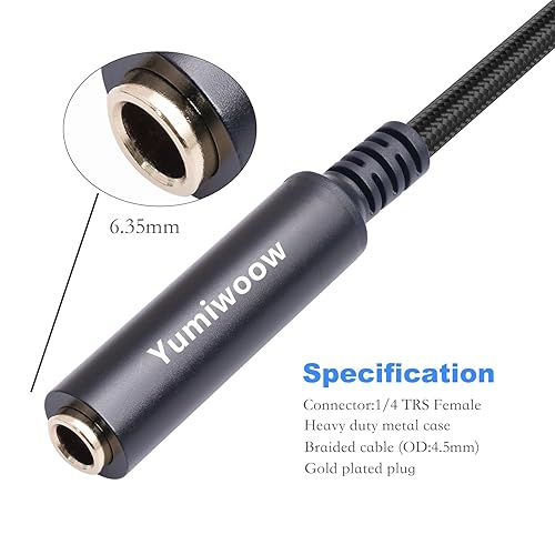 Miniatura 6 de Cable XLR hembra a hembra de 1/4 de pulgada, cable de audio hembra de 3 pines a enchufe de 0.250 in, conector XLR Jack a TS/TRS adaptador de cuarto