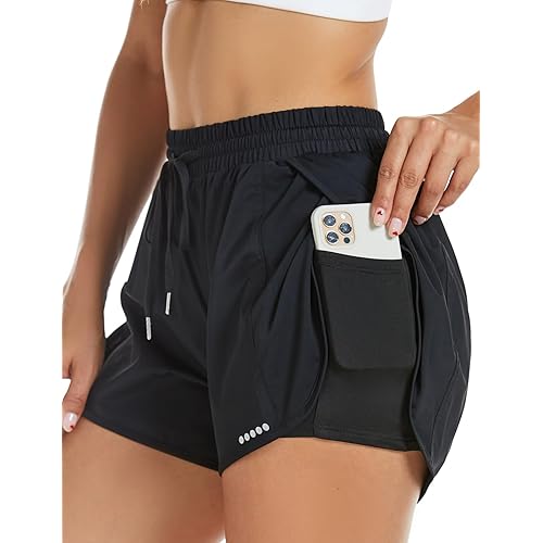 VIMPUNEC Womens Running Workout Shorts Athletic Gym Short Summer Casual Spandex Hiking Shorts with Pocket