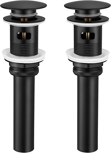 KES S2008A-BK-P2 - Drenaje desplegable para lavabo de baño, 2 unidades de acero inoxidable T304 y latón, 2 unidades para lavabo de baño, color negro KES S2008A-BK-P2 - Drenaje desplegable para lavabo de baño, 2 unidades de acero inoxidable T304 y latón, 2 unidades para lavabo de baño, color negro