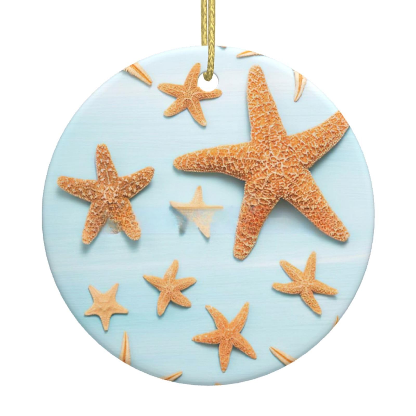 3d Beautiful Maritime Summer Print Christmas Ornaments, Ceramic Hanging Ornament, Round Shape Decorations
