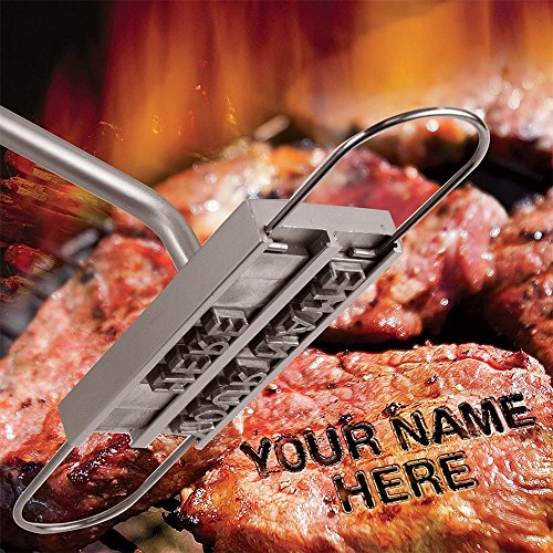 BBQ Branding Iron with Changeable Letters Personalized Meat Barbecue Steak Names Press Tool Outdoor Grilling (Letters-Silver)