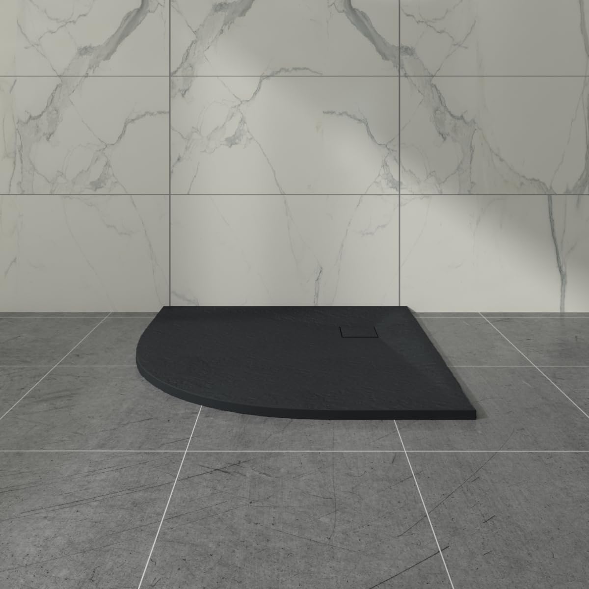Aquariss SMC Slate Effect 900 x 900mm Quadrant Shower Enclosure Tray Black