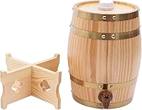 Vista 5 de Barril de madera de pino de LOYALHEARTDY de 5 l de madera de pino de primera calidad, con soporte vertical para almacenamiento de whisky, vino