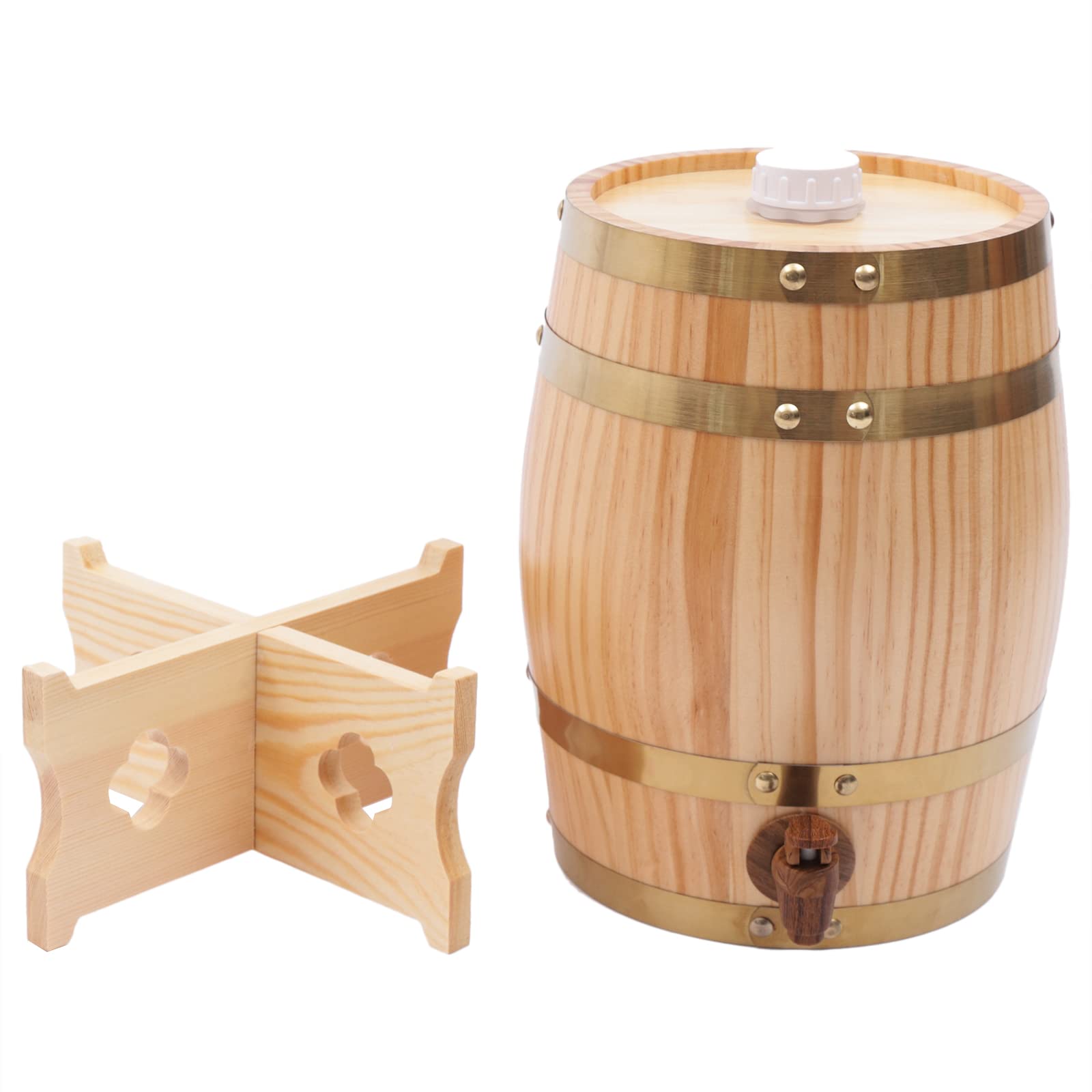Tonneau de vin en bois de 5 l, vertical, avec robinet et support, pour vin, whisky et spiritueux