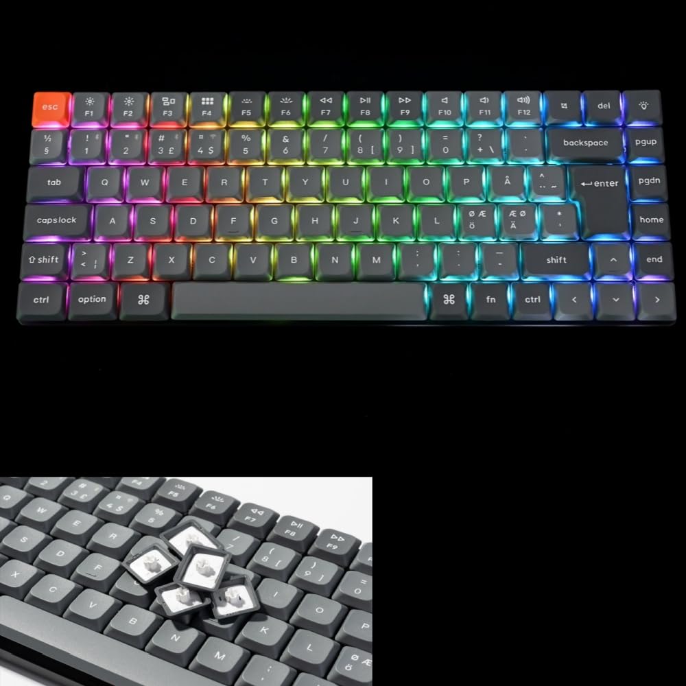Keychron K3 Max Ultraschmale Drahtlose Mechanische Tastatur, Hot-swappable 2.4 GHz/Bluetooth/Wired 3-Mode DE-ISO Layout Programmable RGB Backlit Red Switch Gaming Keyboard for Mac Windows