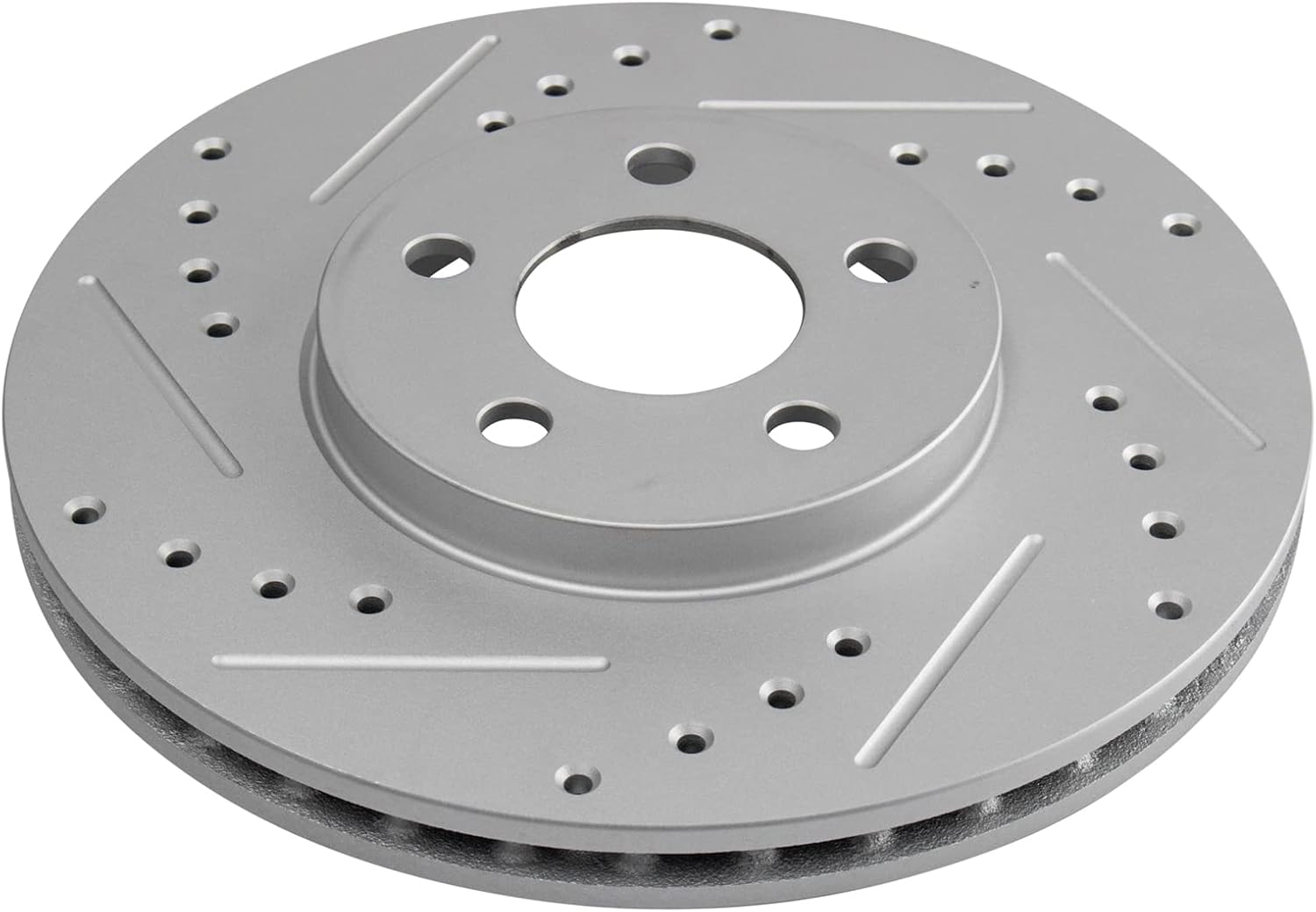 TRQ Front and Rear Brake Pad and Rotor Set Ceramic Coated Drilled Slotted Rotors Compatible with 2001-2003 2006-2007 2010 Chrysler PT Cruiser