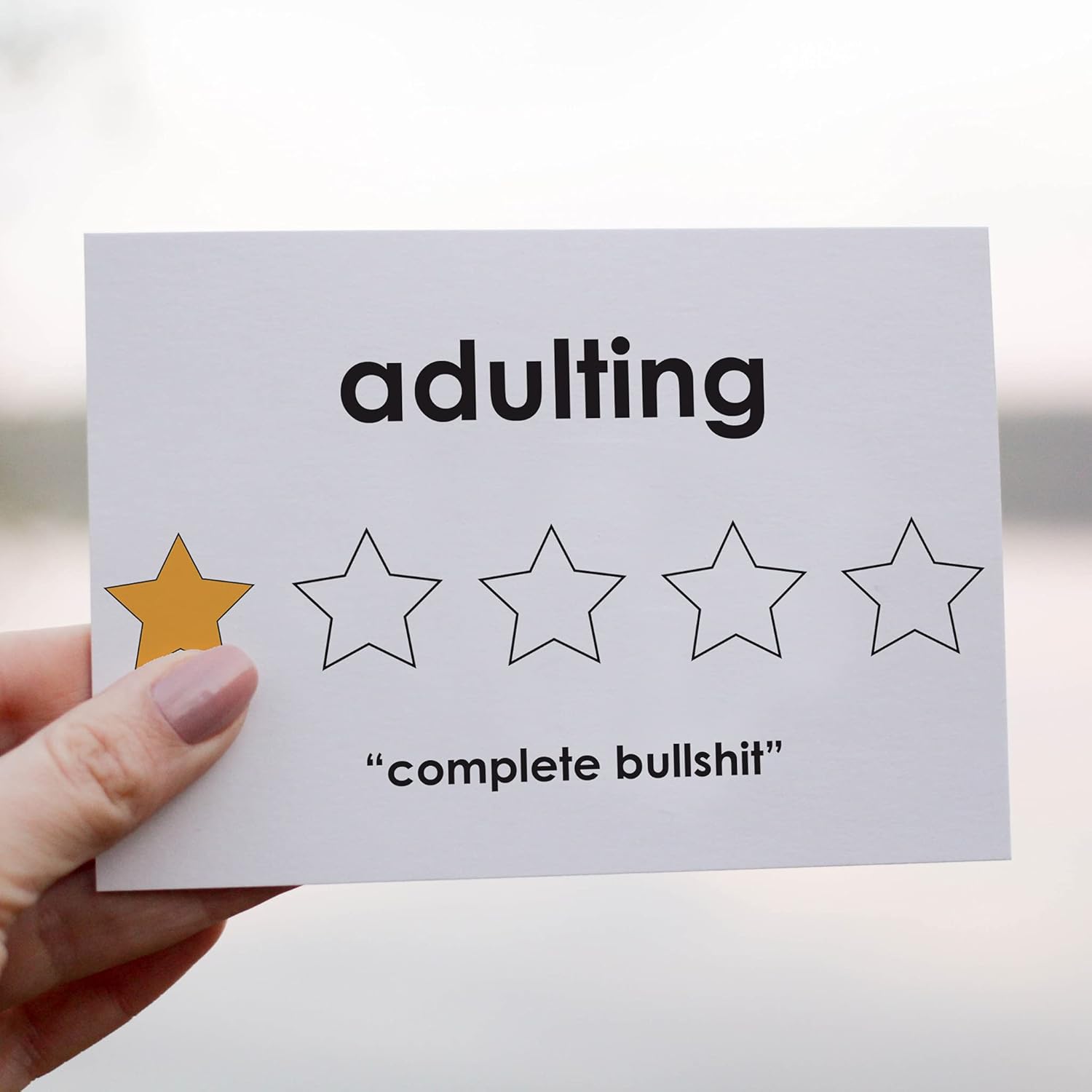 Funny All Occasion Greeting Cards Boxed Set - 24 Blank Just Because or Thank You Cards w/White Envelopes - Adulting 1 Star Review - Funny Novelty Stationery by RitzyRose