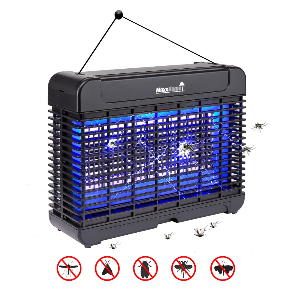 MaxxHome - GC30 Vliegen- en Insectenverdelger (42,5 x 10,5 cm) UV (2 x 7 W Lamp) Trekt Vliegende Insecten aan, Speelt Uitstekende Rol als Insectendoder, Muggenverdelger, Elektrische Vliegenverdelger