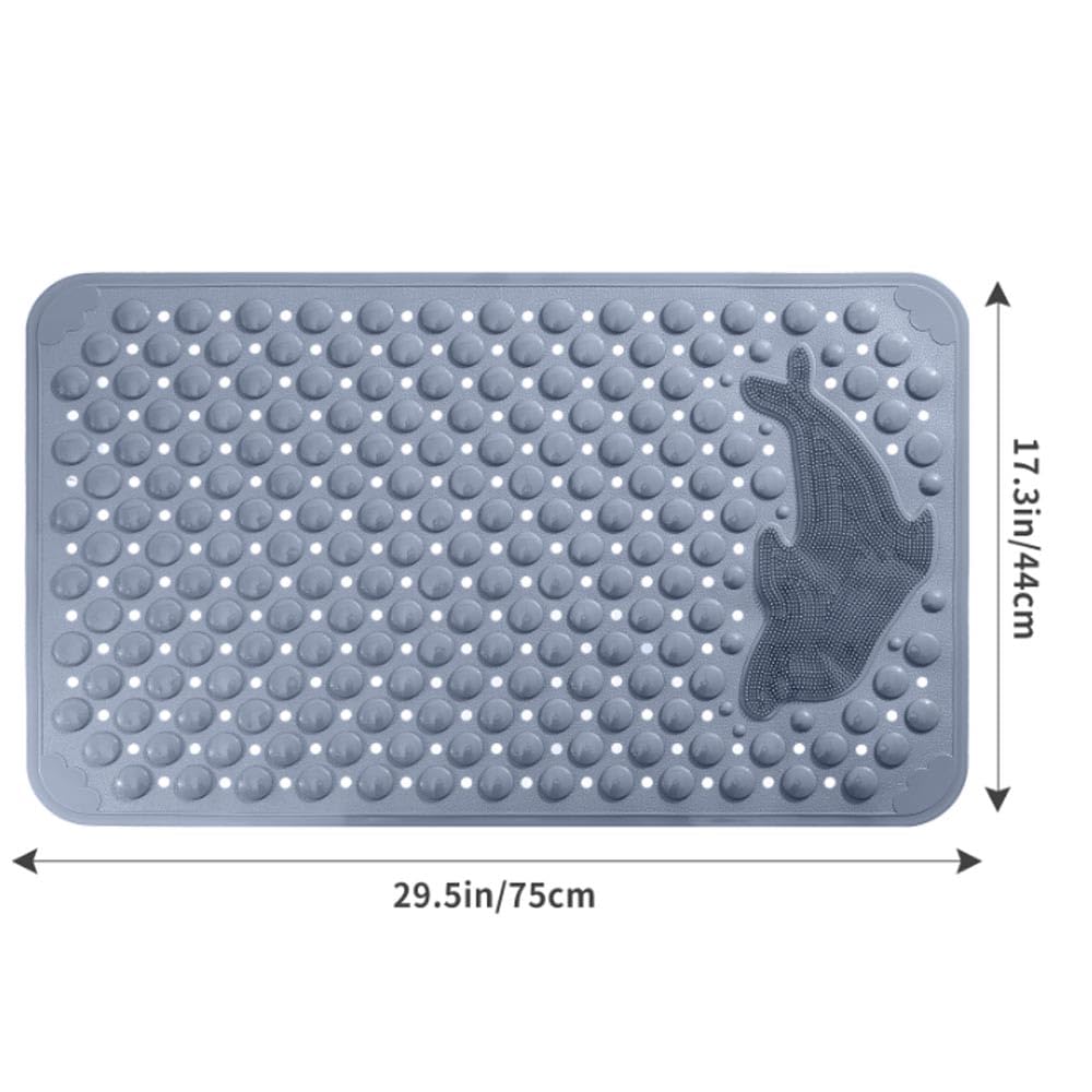 Alfombrilla antideslizante de PVC antideslizante para baño con patrón de delfín, lavable a máquina, almohadilla gruesa para cepillo de masaje con ventosas (54 x 85 cm (1150 g)