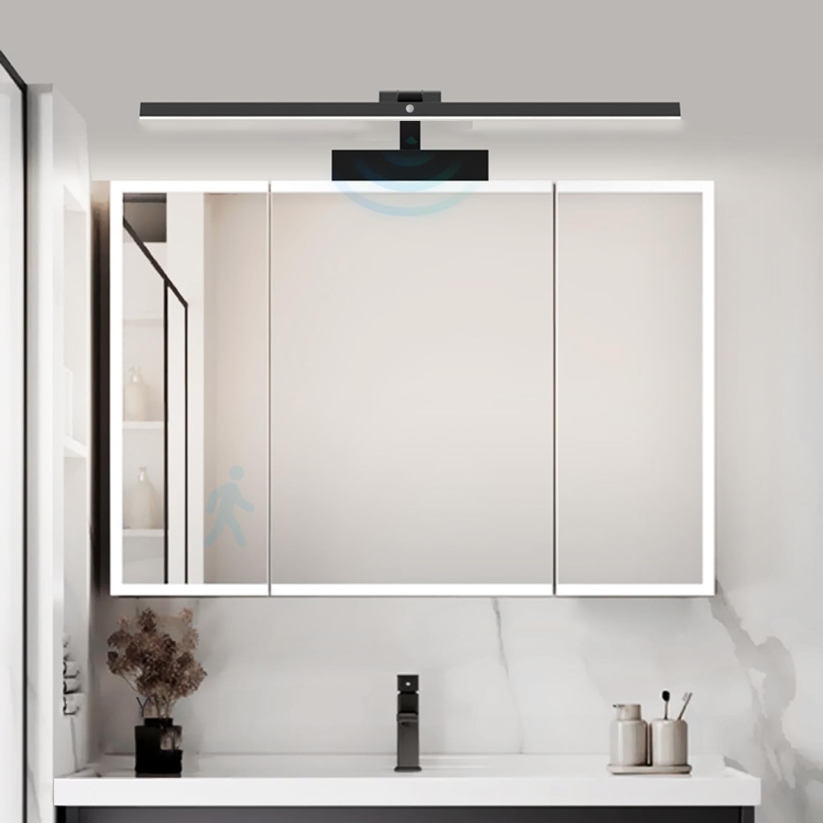 Lámpara de espejo para baño con sensor, iluminación ajustable 180° para un hogar acogedor