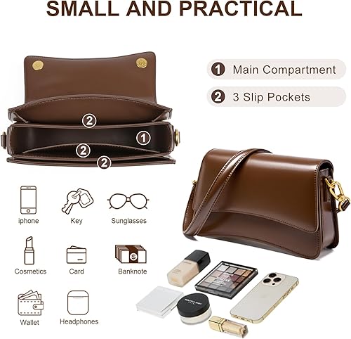 Miniatura 6 de Bolsos cruzados de cuero para mujer, monederos de cuero con correa ajustable, bolso ligero para mujer