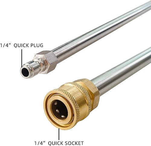 Miniatura 2 de MAVPAWIY Varita de extensión para lavadora a presión, acero inoxidable de 16 pulgadas, lanza de lavadora eléctrica de conexión rápida, paquete de 2