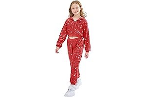 Adorable 2Pcs Girls' Dance Outfits: Sequin Jacket and Pants Set