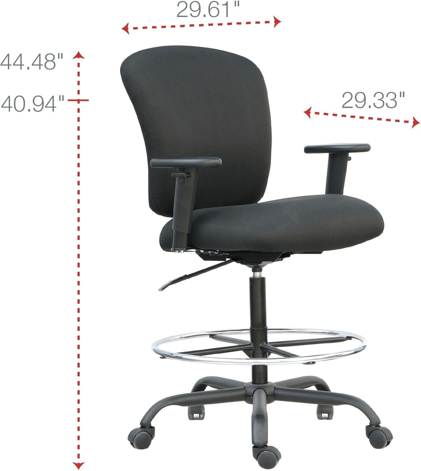 Alera ALE Mota Series Big and Tall Stool, Black