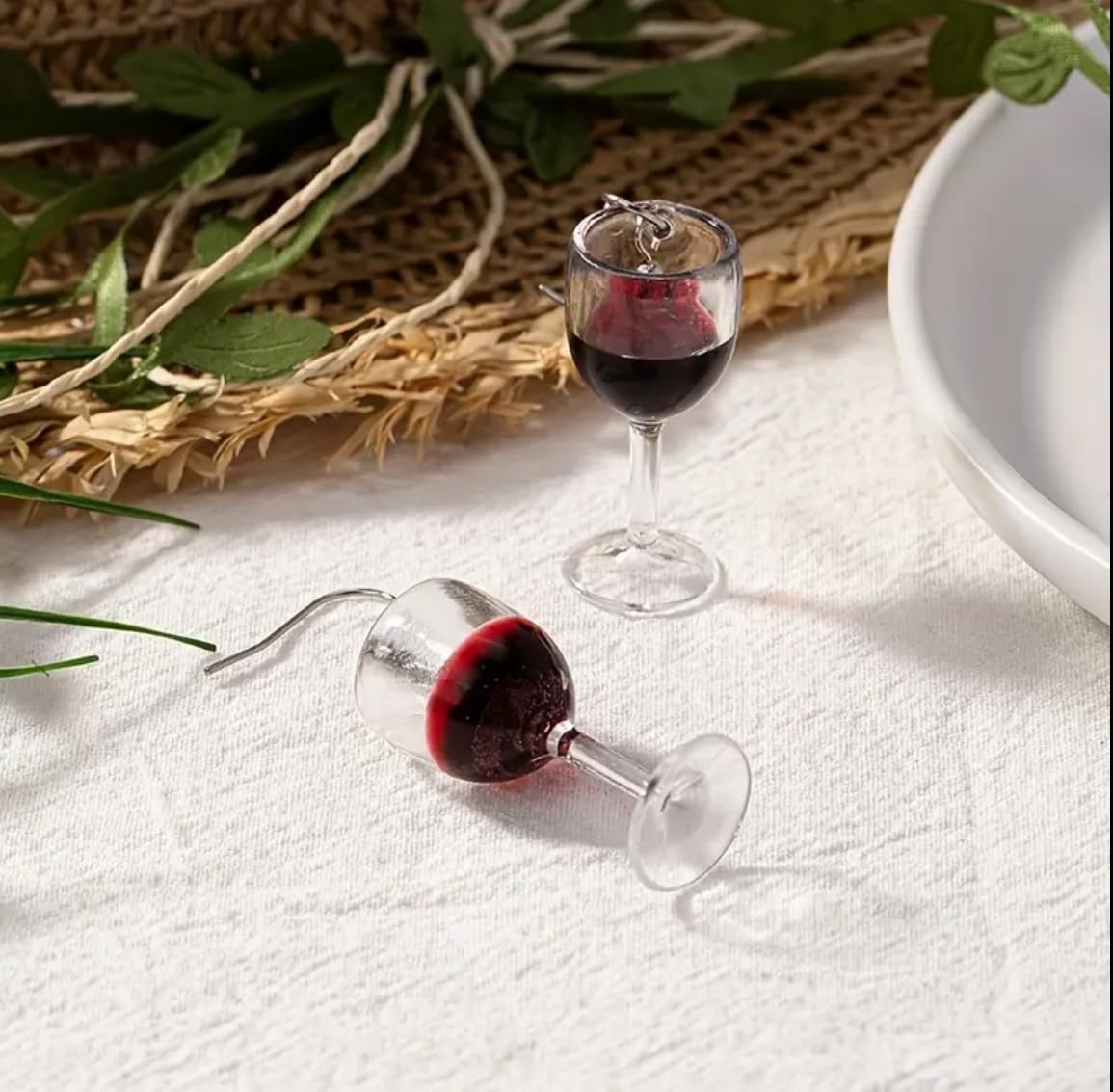 Wine Glass Dangle Earrings, Red Wine Design, Novelty Jewelry image 4