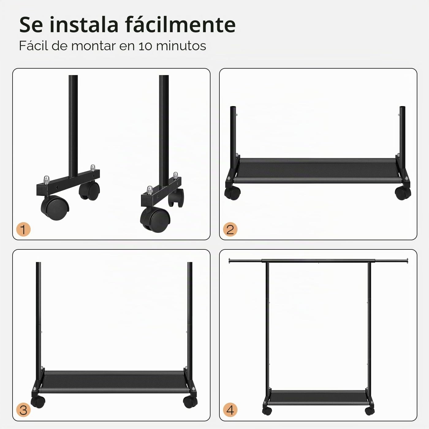 MISSLO Perchero corto para colgar ropa con estantes inferiores y ruedas, perchero resistente con ruedas para abrigos de adultos, armario, armario (negro)
