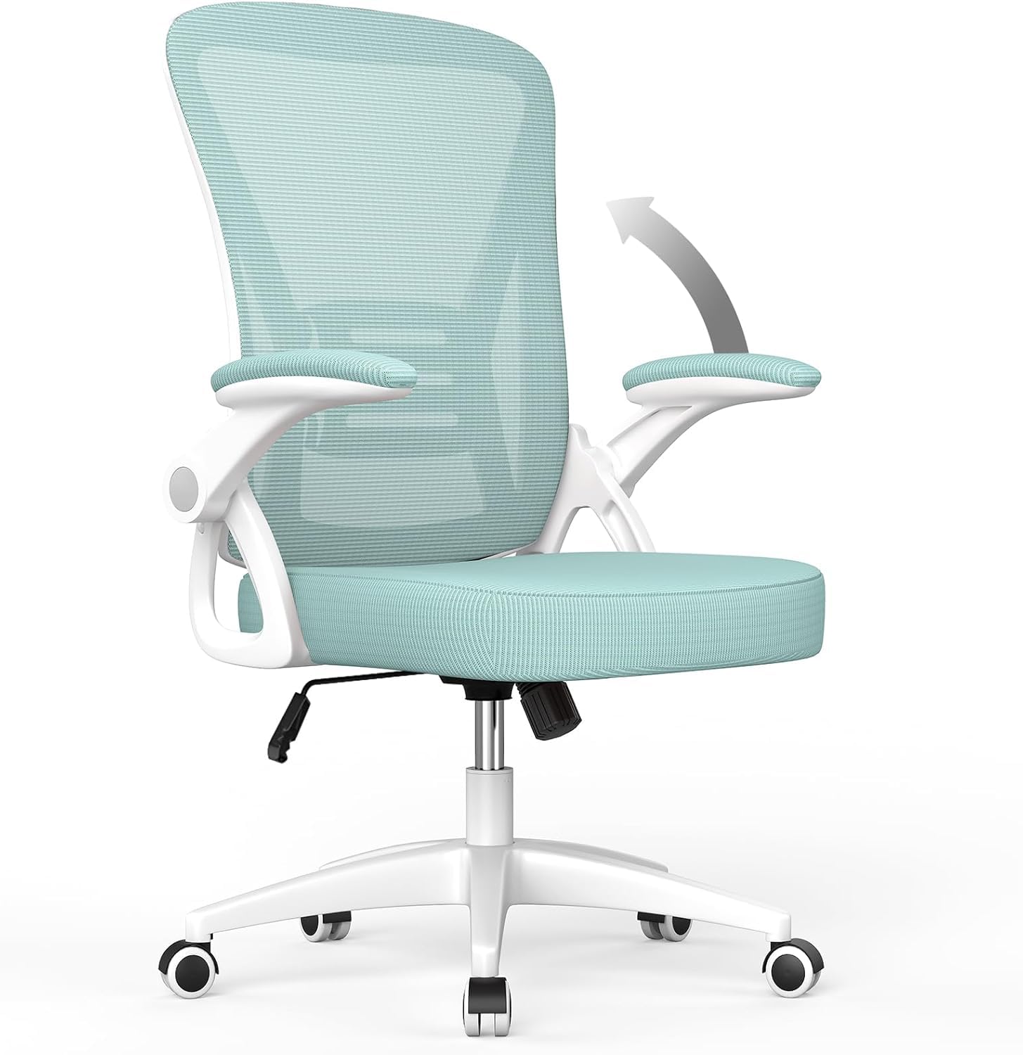naspaluro Office Chair with Back Support (Without Headrest, White & Green) — image 1