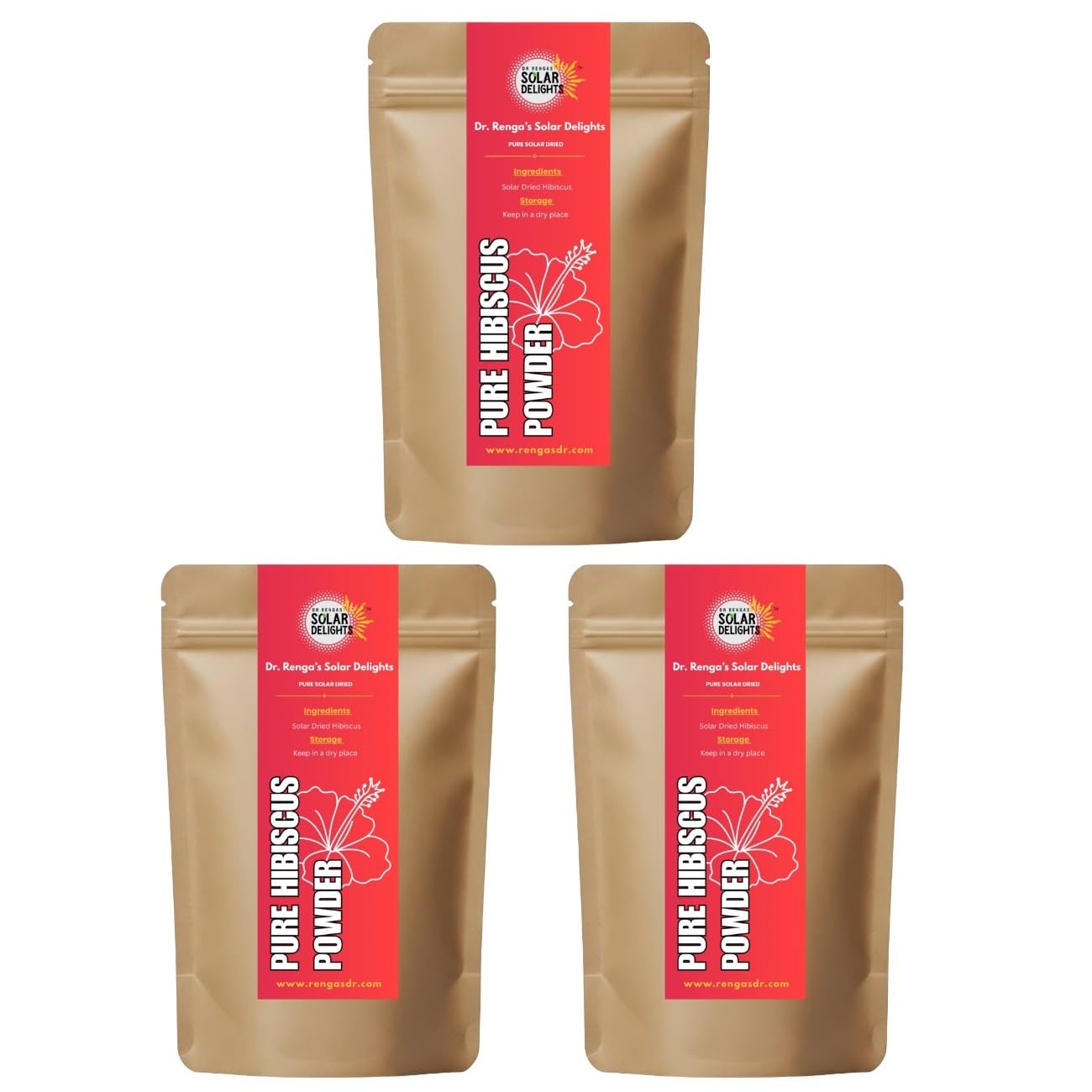 DR. RENGA'S SOLAR DELIGHTS Hibiscus Petal Powder 50g (Pack of 3) - Premium 100% Natural Dried Hibiscus Flower Powder, Multi-Purpose Use for Radiant Skin, Infused Oils & Natural Hair Color-image-17