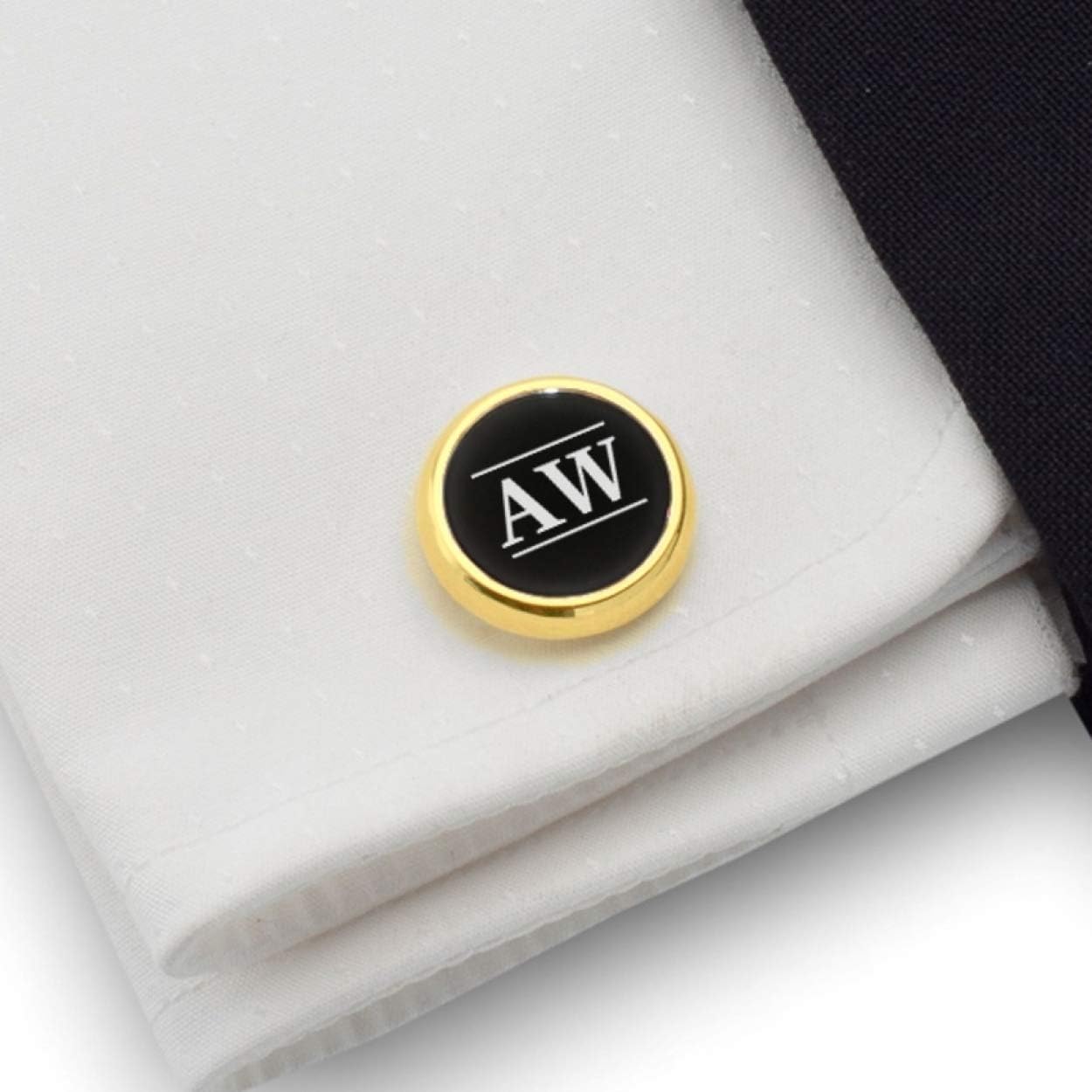 Monogram initial gold cufflinks - Custom engraved cuff links - customized cufflinks for men dad groom groomsmen - anniversary wedding gift