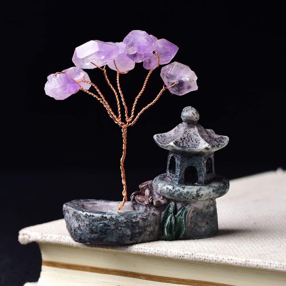 Arbre en améthyste naturelle et quartz de 50mm pour décoration de maison