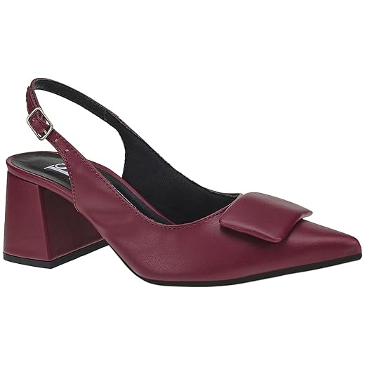 Scarpin Feminino Sapato Social Slingback Confortável com Enfeite Quadrado 18203