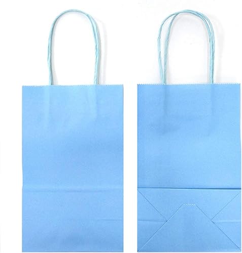 Miniatura 5 de AZOWA Bolsas de regalo de papel Kraft con manijas, suministros para fiestas, Celeste (Baby Blue), XS
