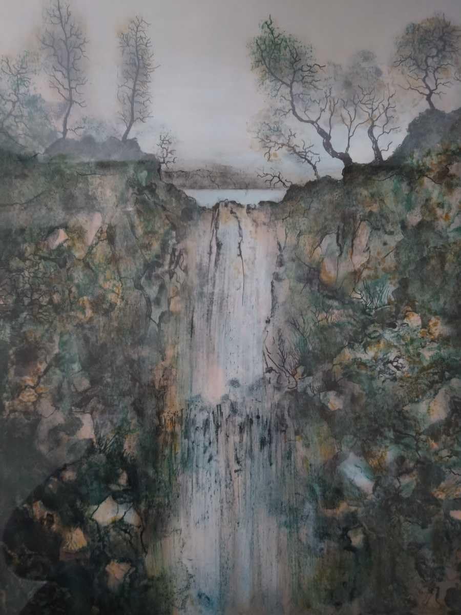 Amazon.co.jp: 真作 アントニオリベラ リトグラフ「滝」画寸 37cm×43cm