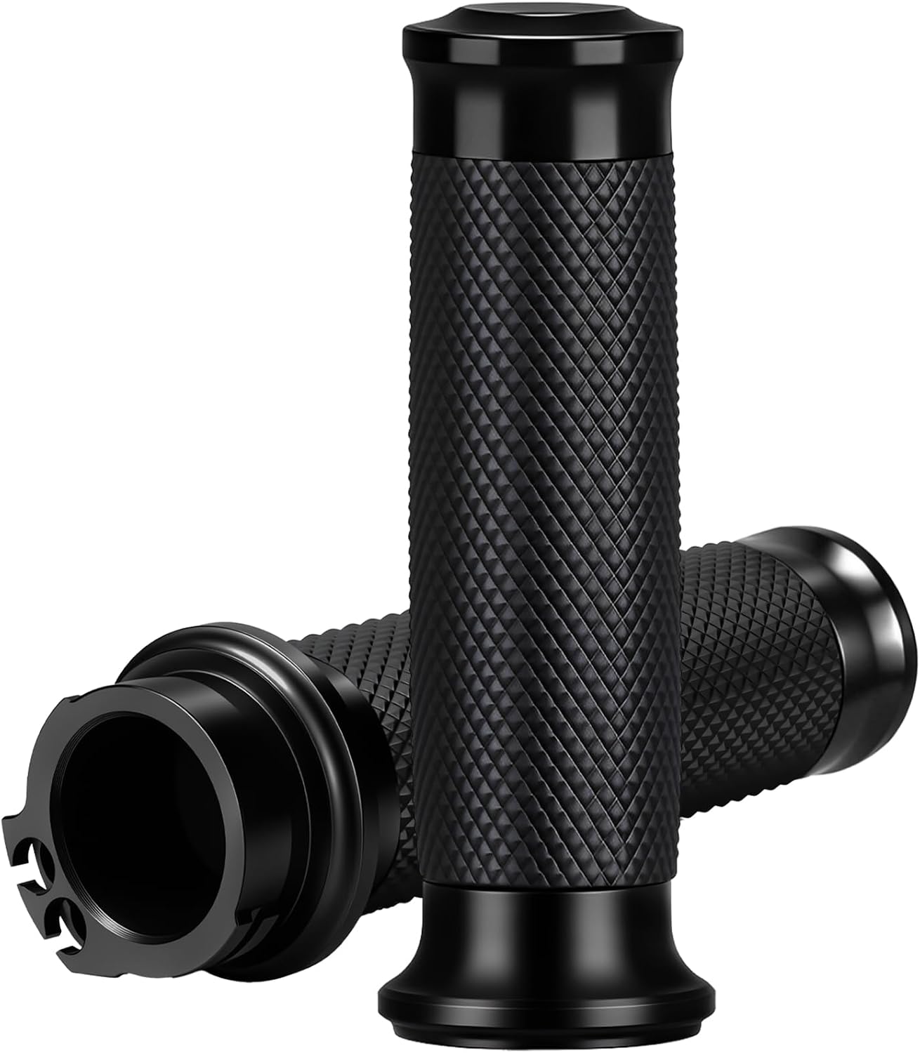 Motorcycle Black Hand Grips 1 Inch Handlebar Grips Universal Compatible for Harley Honda Kawasaki Suzuki Yamaha Bobber Chopper Cafe Racer