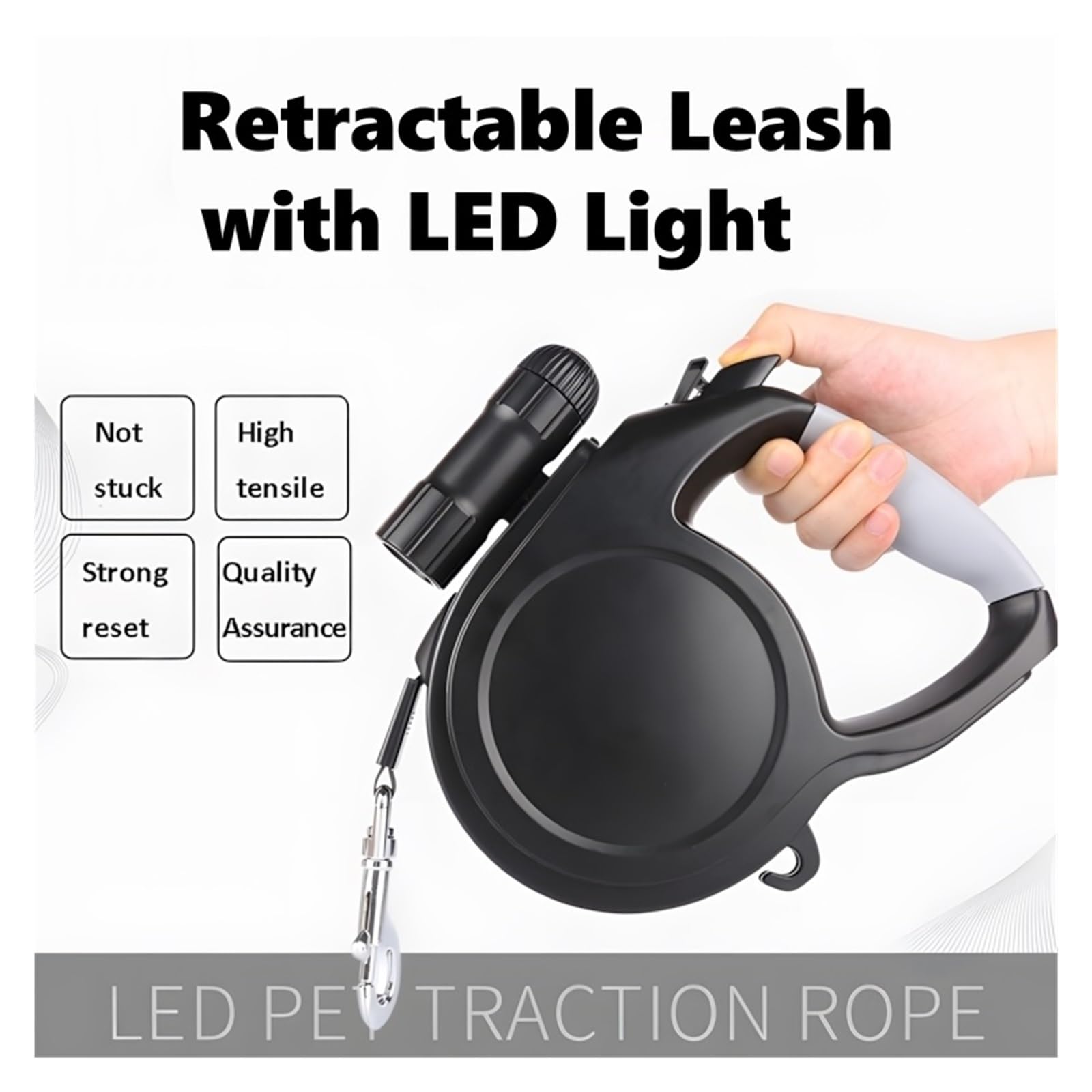 Correa retráctil automática for Perros con luz LED, Correa Extensible for Mascotas Grandes, Cuerda de tracción Fuerte for Mascotas, Compatible con Perros Grandes Que Caminan al Aire Libre(Blue)