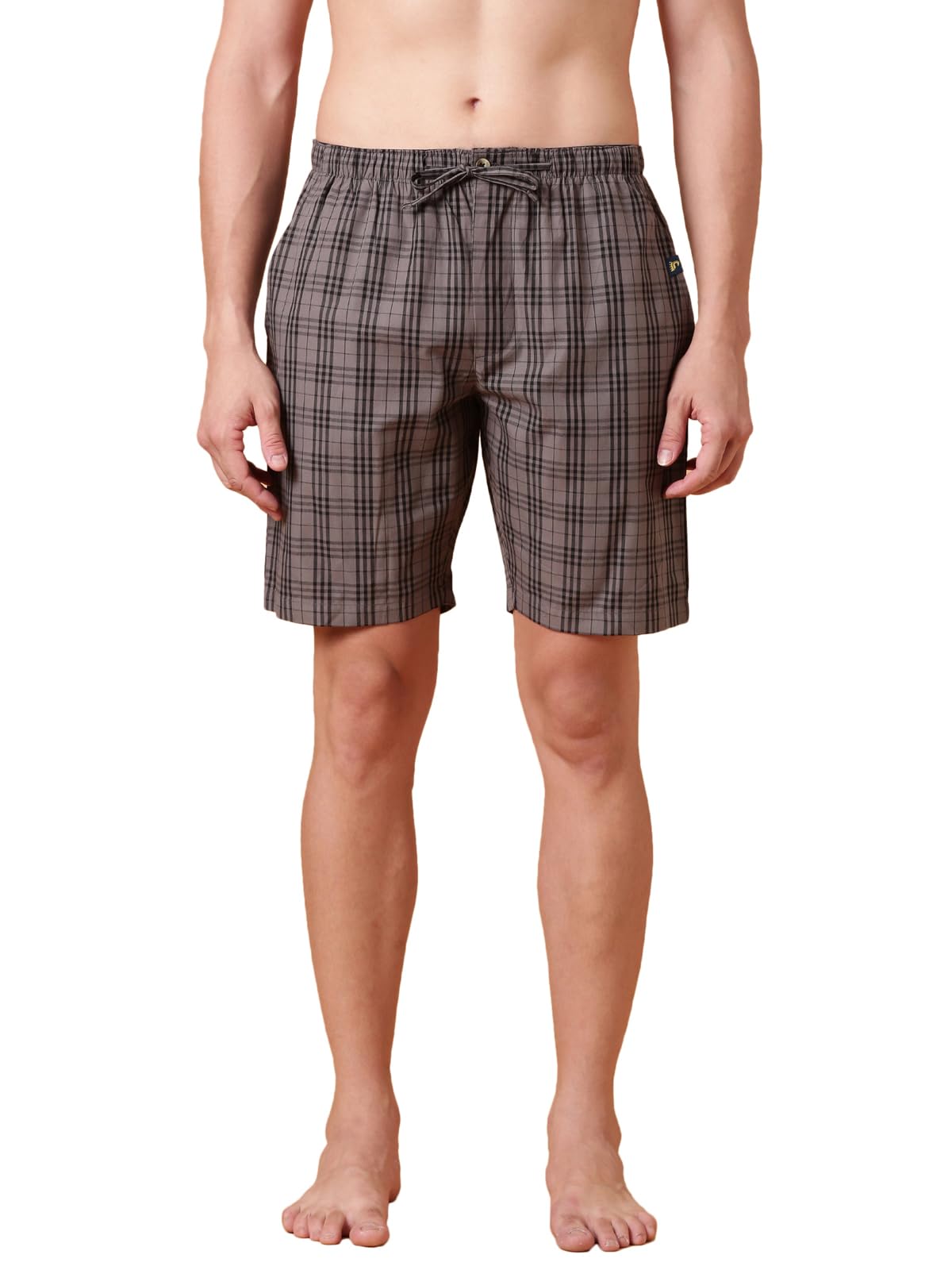 joven Men Checked Cotton Lounge Shorts-picture-0