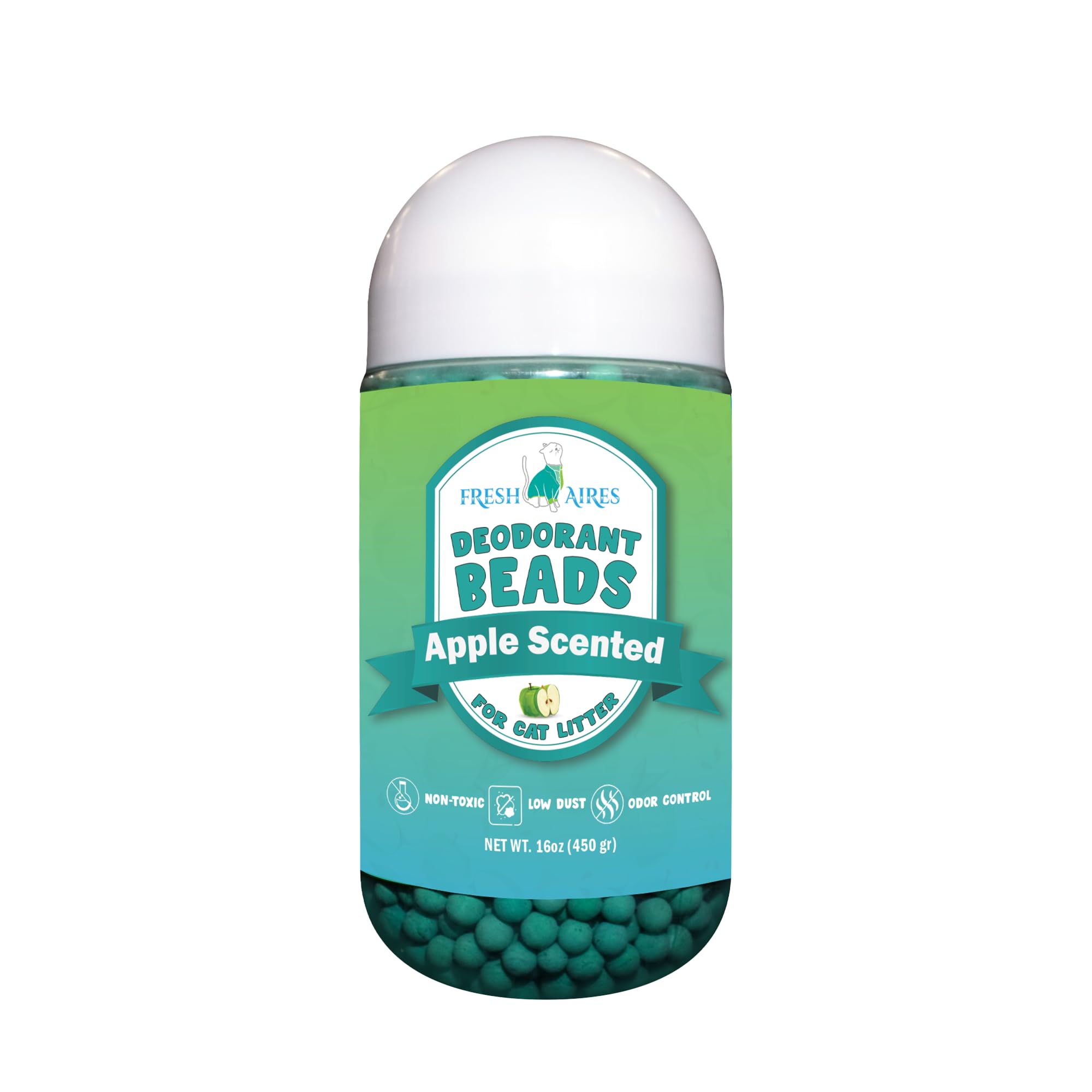 Cat Deodorant Beads | Green Apple Scent, Low-Dust & Non Toxic Litter Box, Superior Odor Control, Pet Safe Kitty Litter Deodorizer | Cat Litter Scent Deodorizer for Cleaner Air