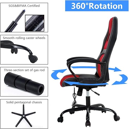 Miniatura 7 de Silla de juegos silla de computadora silla de oficina ergonómica de respaldo alto silla de escritorio de PC con soporte lumbar y reposabrazos