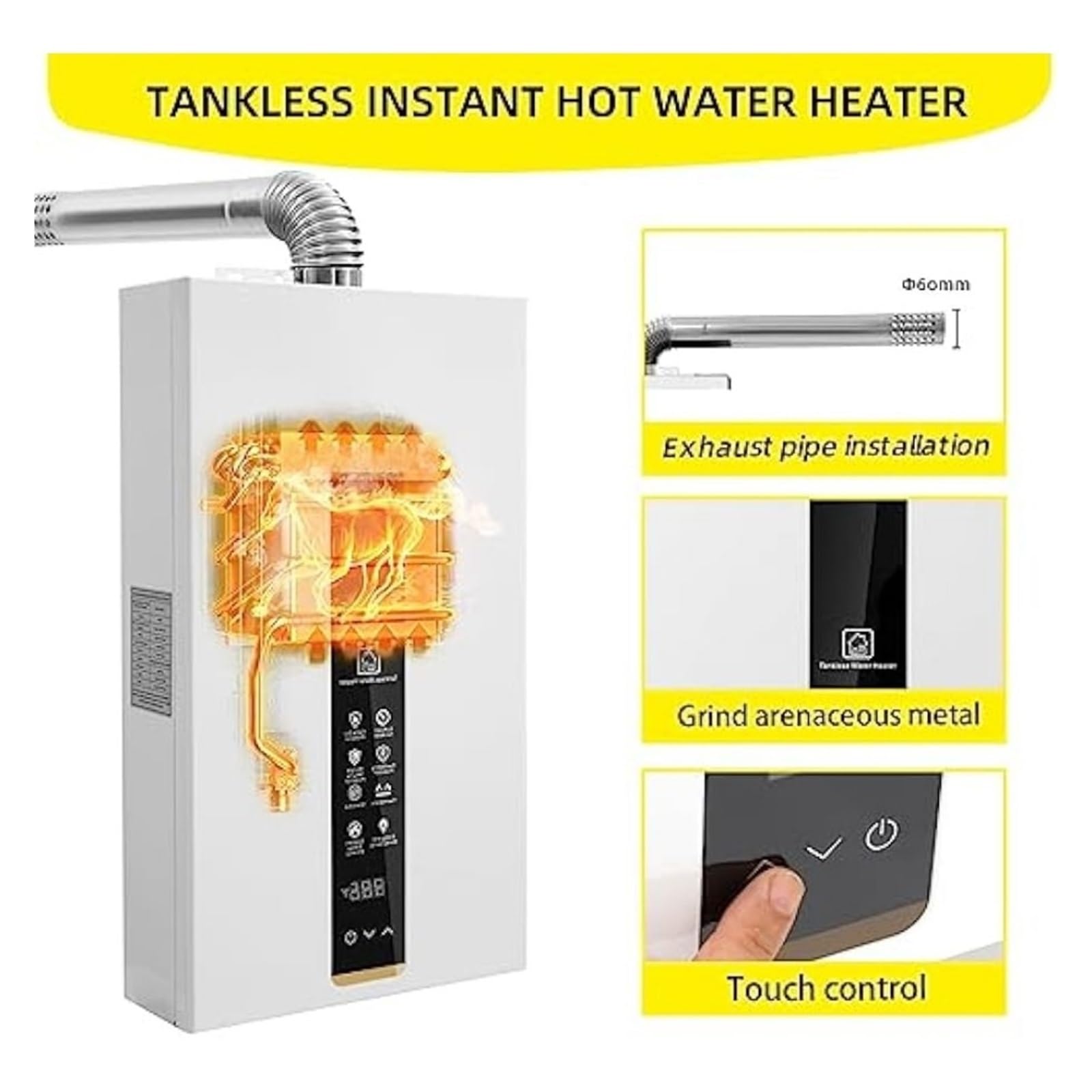 Calentador De Agua Sin Tanque A Gas Natural, Calentador De Agua A Gas Caliente Instantáneo, Interior 3.18, Calentador De Agua Natural Constante