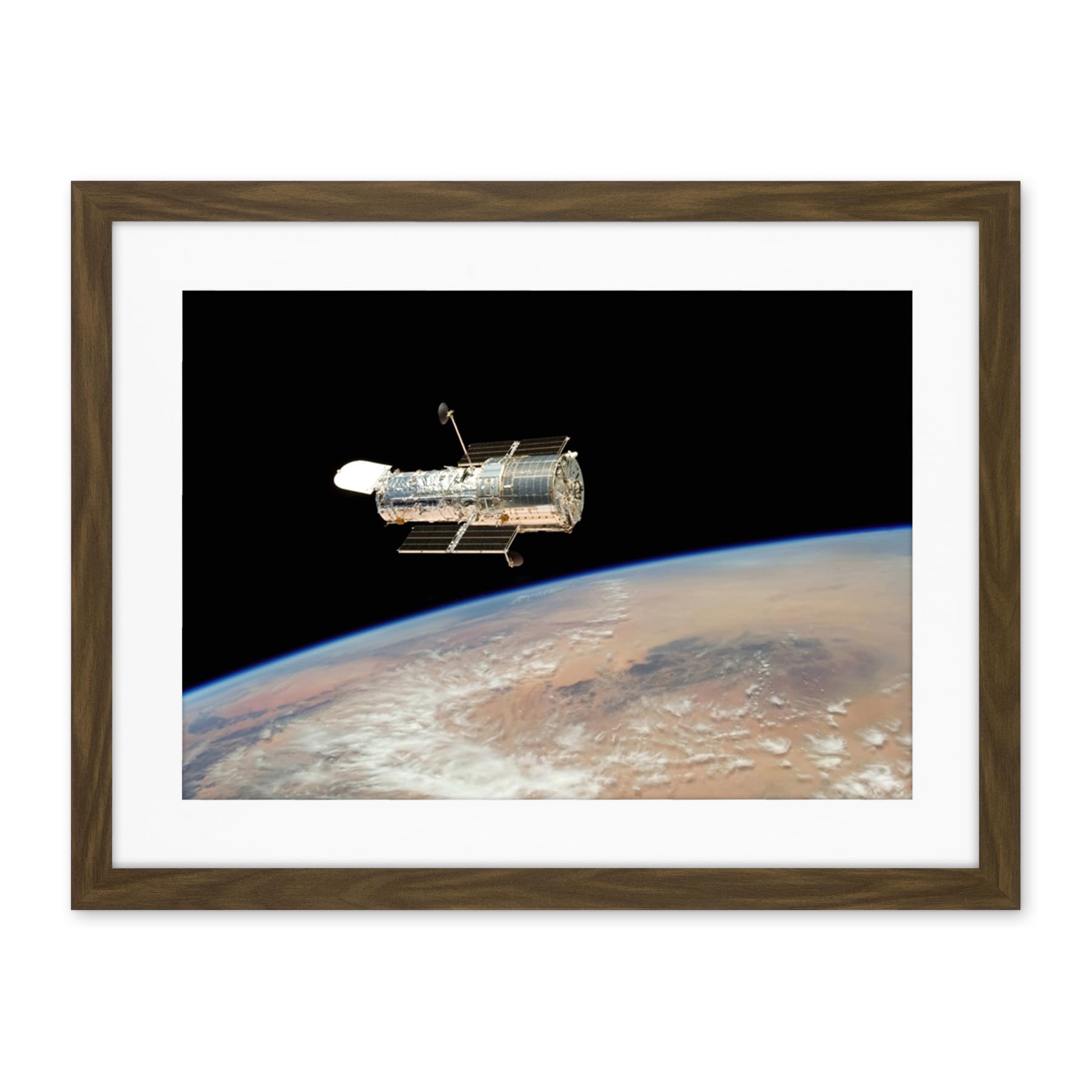 Artery8 Hubble Space Telescope Image The Hubble's Final Release Over Earth By Space Shuttle Atlantis Crew In 2009 Servicing Mission 4 Artwork Framed Wall Art Print 18X24 Inch