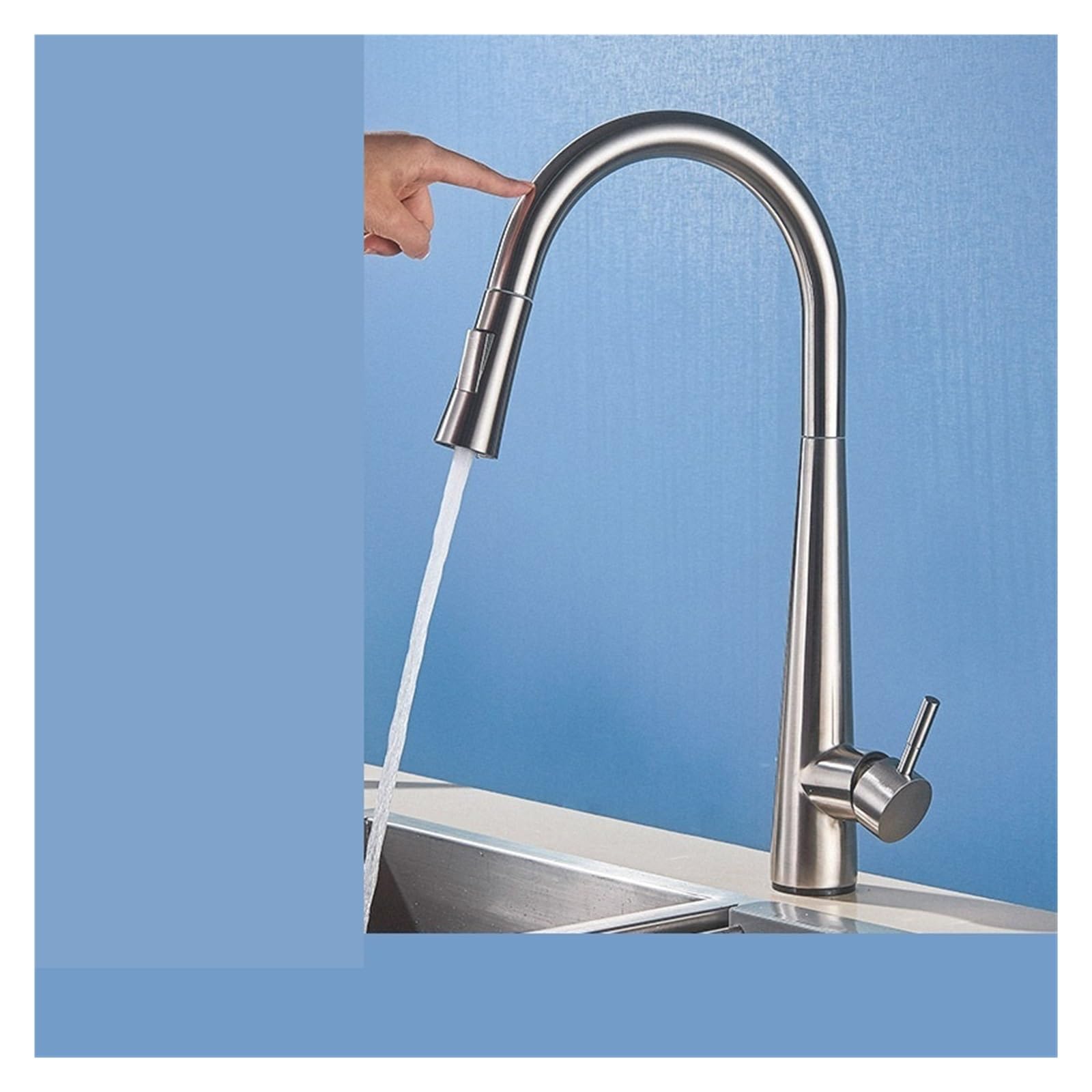 Mitigeur extractible noir et blanc avec capteur pour eau chaude et froide