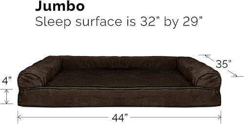 Miniatura 5 de Furhaven - Cama para perros con espuma de gel refrescante, estilo sofá de felpa y gamuza con funda extraíble y lavable, color expreso, tamaño jumbo
